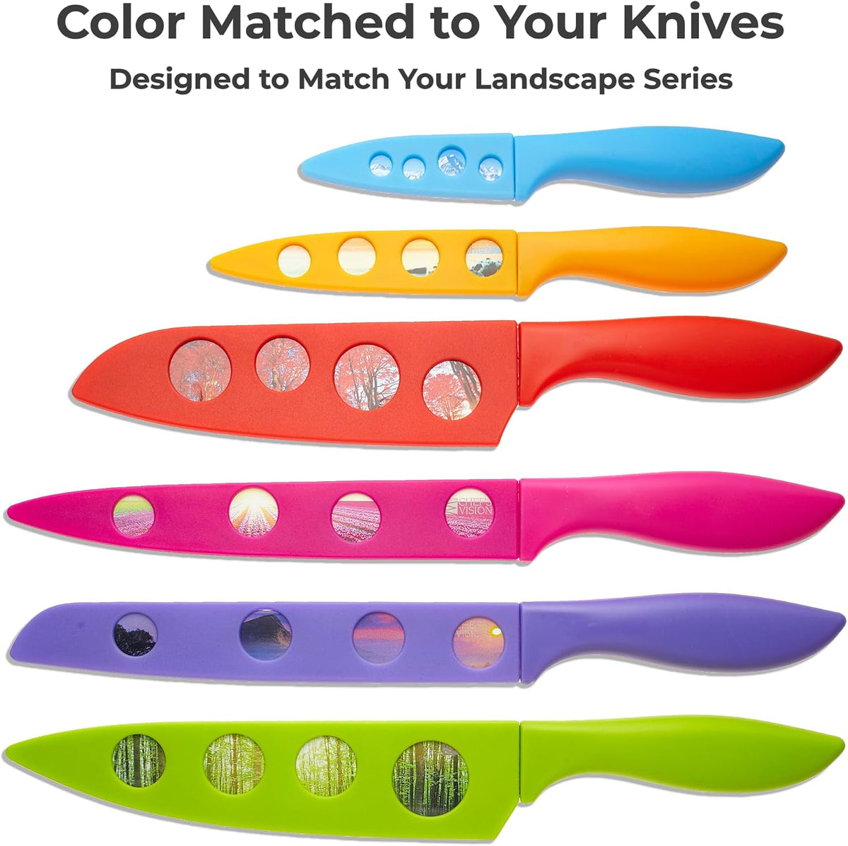 CHEF'S VISION Landscape BladeKeepers, 6 Color-Matched Knife Blade Covers