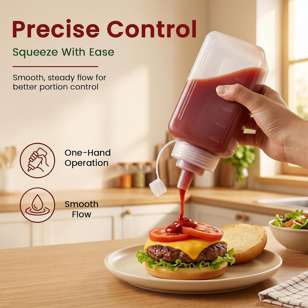 OAMCEG 20oz Condiment Squeeze Bottles, Plastic Sauce Bottles(0.6L)