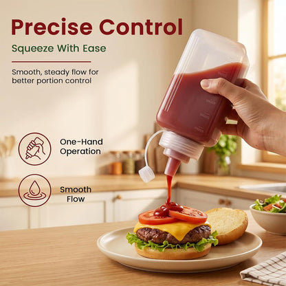 OAMCEG 20oz Condiment Squeeze Bottles, Plastic Sauce Bottles(0.6L)