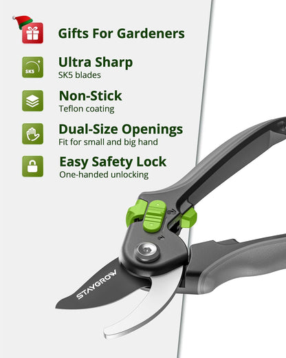 2pcs 6.5" Pruning Shears for Gardening Ultra Sharp Garden Scissors