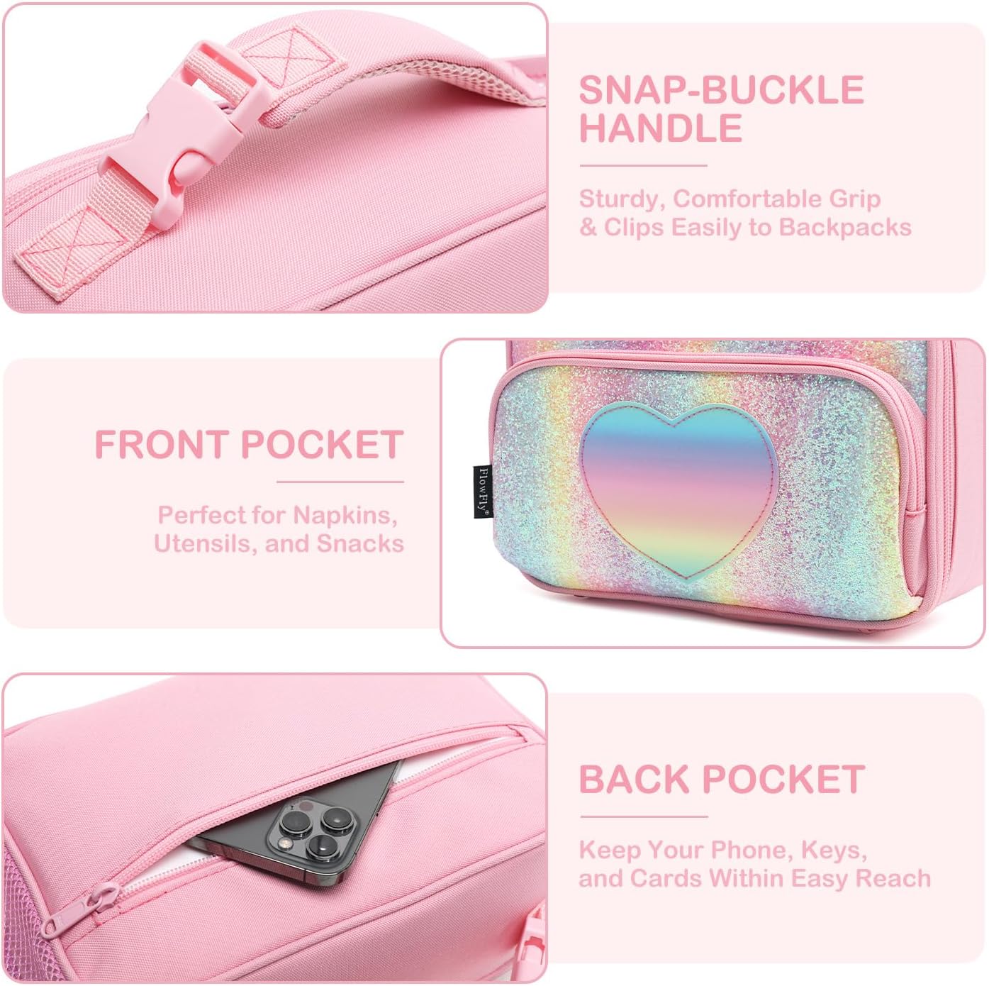 FlowFly Kids Lunch box Insulated Soft Bag Mini Cooler Back to School Thermal Meal Tote Kit for Girls, Boys, Astronaut - Colors A