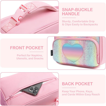 FlowFly Kids Lunch box Insulated Soft Bag Mini Cooler Back to School Thermal Meal Tote Kit for Girls, Boys, Astronaut - Colors A