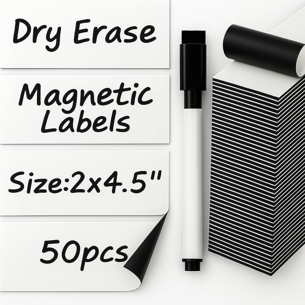 Dry Erase Magnetic Labels - Reusable Sticky Notes - Notepads for Refrigerator - Dry Erase Magnet Sheets - Blank Magnet Stickers to Write On - Magnets for Whiteboard Classroom Fridge