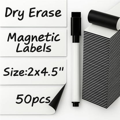 Dry Erase Magnetic Labels - Reusable Sticky Notes - Notepads for Refrigerator - Dry Erase Magnet Sheets - Blank Magnet Stickers to Write On - Magnets for Whiteboard Classroom Fridge