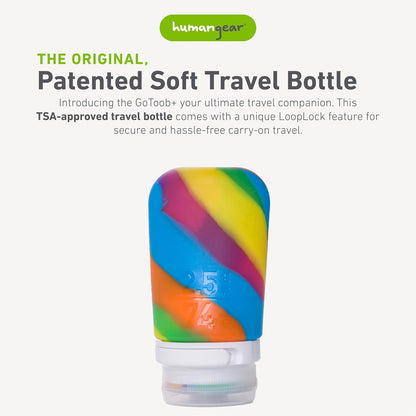 humangear GoToob+ (XL) | Refillable Silicone Travel Bottle | Locking Lid | Food-Safe Material | Blue, XL (6 fl.oz.; 177ml)