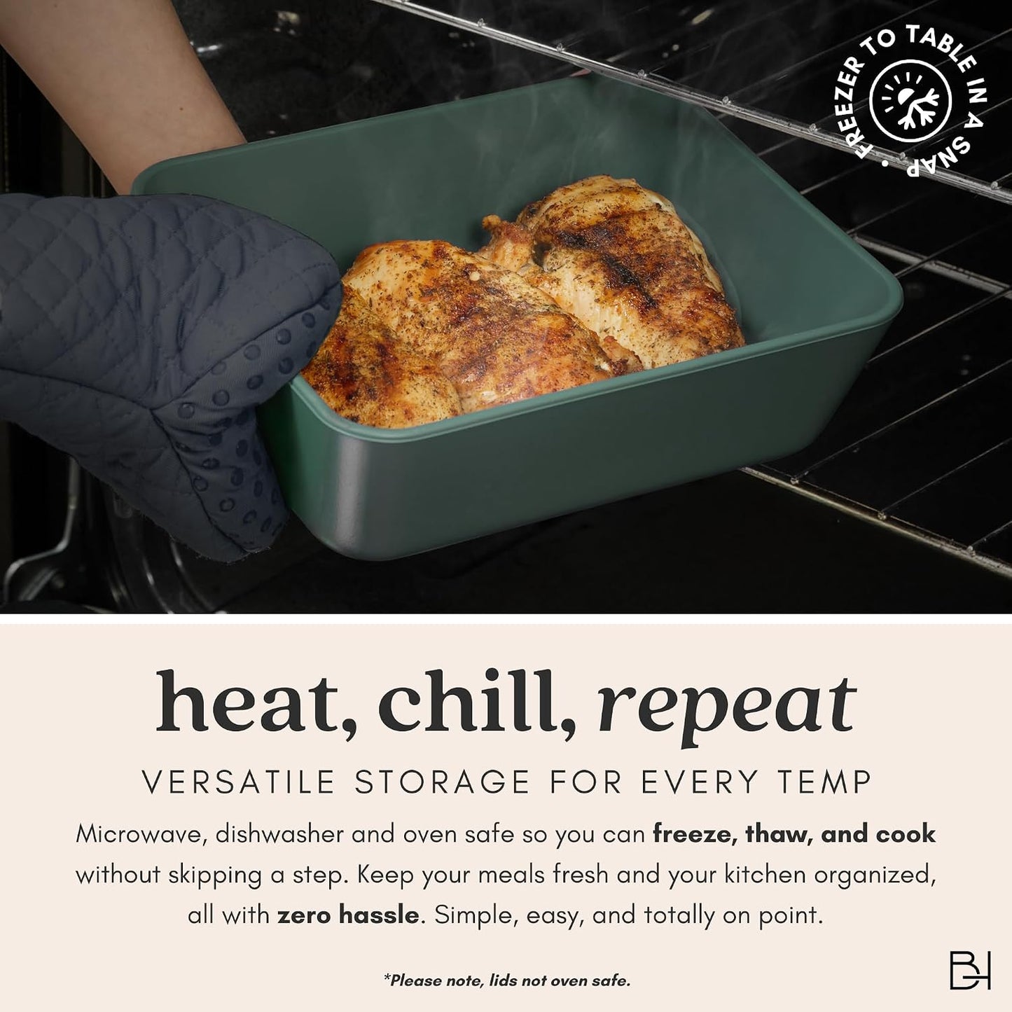Ceramic Coated Glass Food Storage Container | No PTFE, PFOA, PFAS, and BPA | Reusable Non Toxic Meal Prep Container with Glass Lid | Easy To Store | 3 Cup Rectangle [Onyx]