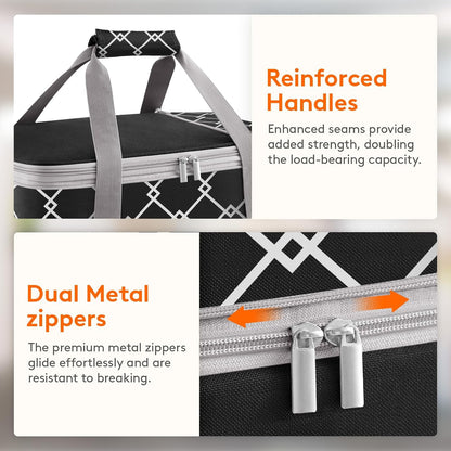 Lifewit Insulated Double Decker Casserole Carrier, Expandable Lasagna Lugger Tote Bag for Hot or Cold Food, Fits 9" x 13" Baking Dish for Potluck Parties, Picnic and Cookouts, Grey-Geometric