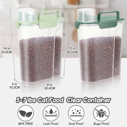 LEAWALK 5-7Lbs Dog Cat Food Storage Container with Upgraded Large Nozzle BPA-free, 4 Snap Seals Plastic Pet Food Storage Containers with Handles are Easy to Clean and Carry