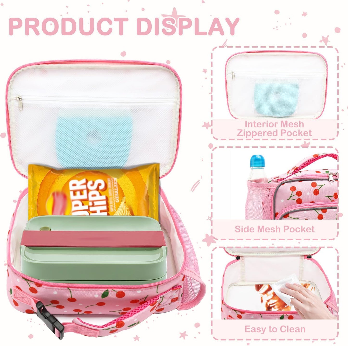 FlowFly Kids Lunch box Insulated Soft Bag Mini Cooler Back to School Thermal Meal Tote Kit for Girls, Boys, Astronaut - Colors B