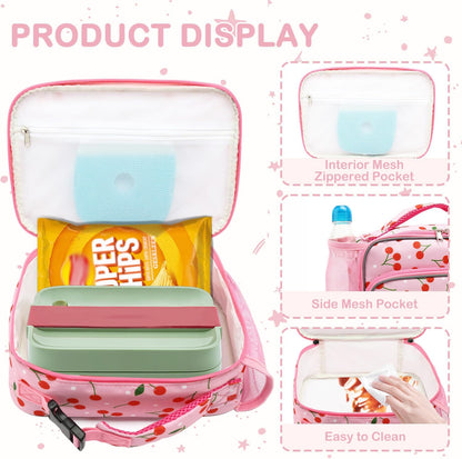 FlowFly Kids Lunch box Insulated Soft Bag Mini Cooler Back to School Thermal Meal Tote Kit for Girls, Boys, Astronaut - Colors B