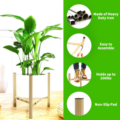 Airpark Plant Stand Indoor Adjustable, Metal Modern Plant Stands, Heavy Duty Stable Plant Pot Flower Holder Indoor Outdoor Corner, Fit 8 9 10 11 12 inch Pots, Black (Pot & Plant Not Included)