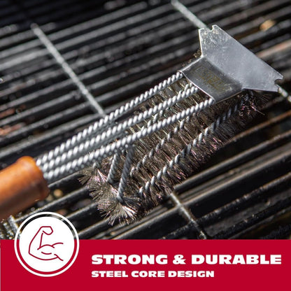BBQ-AID Grill Brush for Outdoor Grill Bristle Free - 18" BBQ Brush for Grill Cleaning Kit - Safe BBQ Grill Cleaner Brush and Scraper - Stainless Grill Cleaning Brush for Any Grill, Grill Accessories