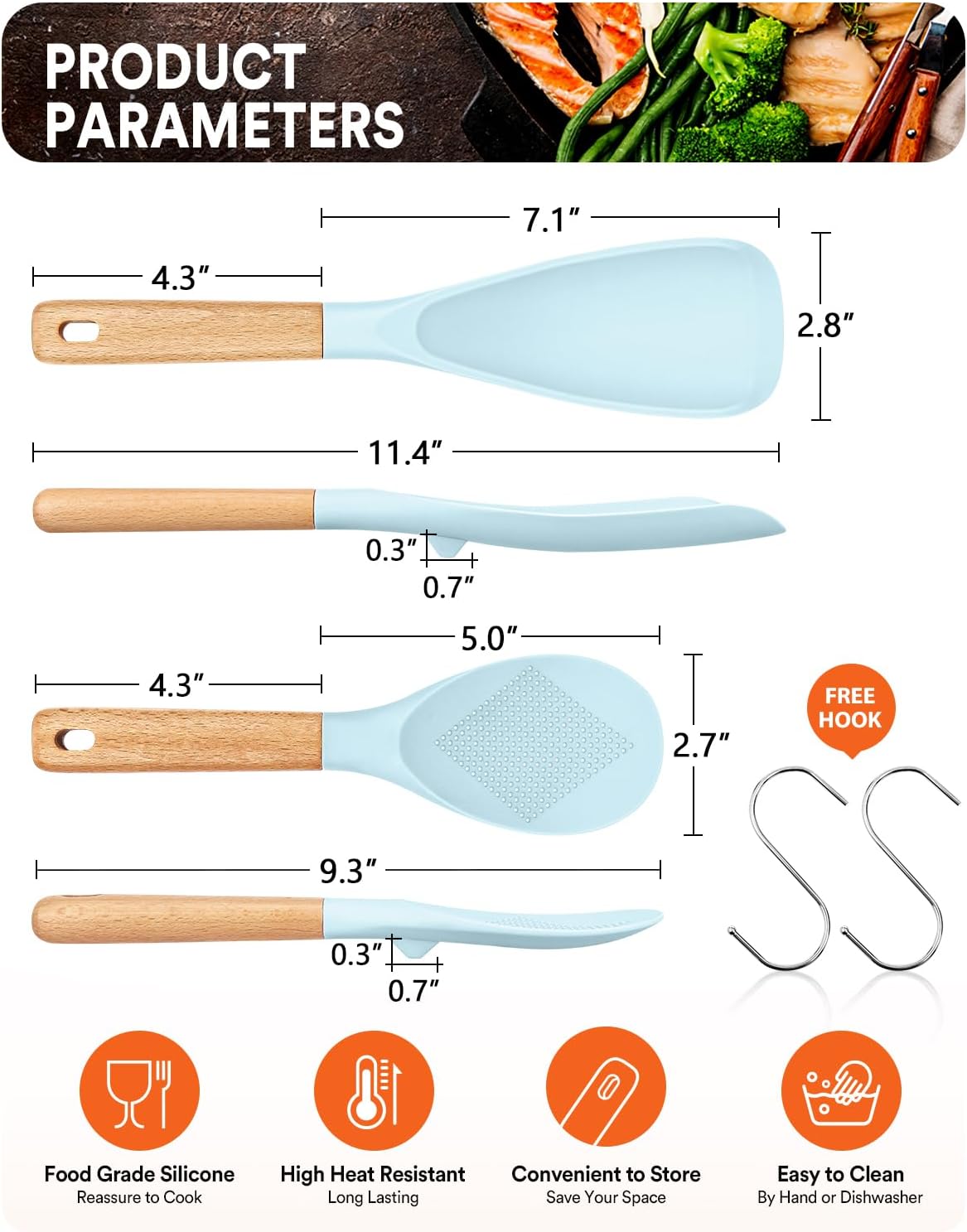 Badiano Cooking Spoon and Rice Scooper for Nonstick Cookware,Multi-function
