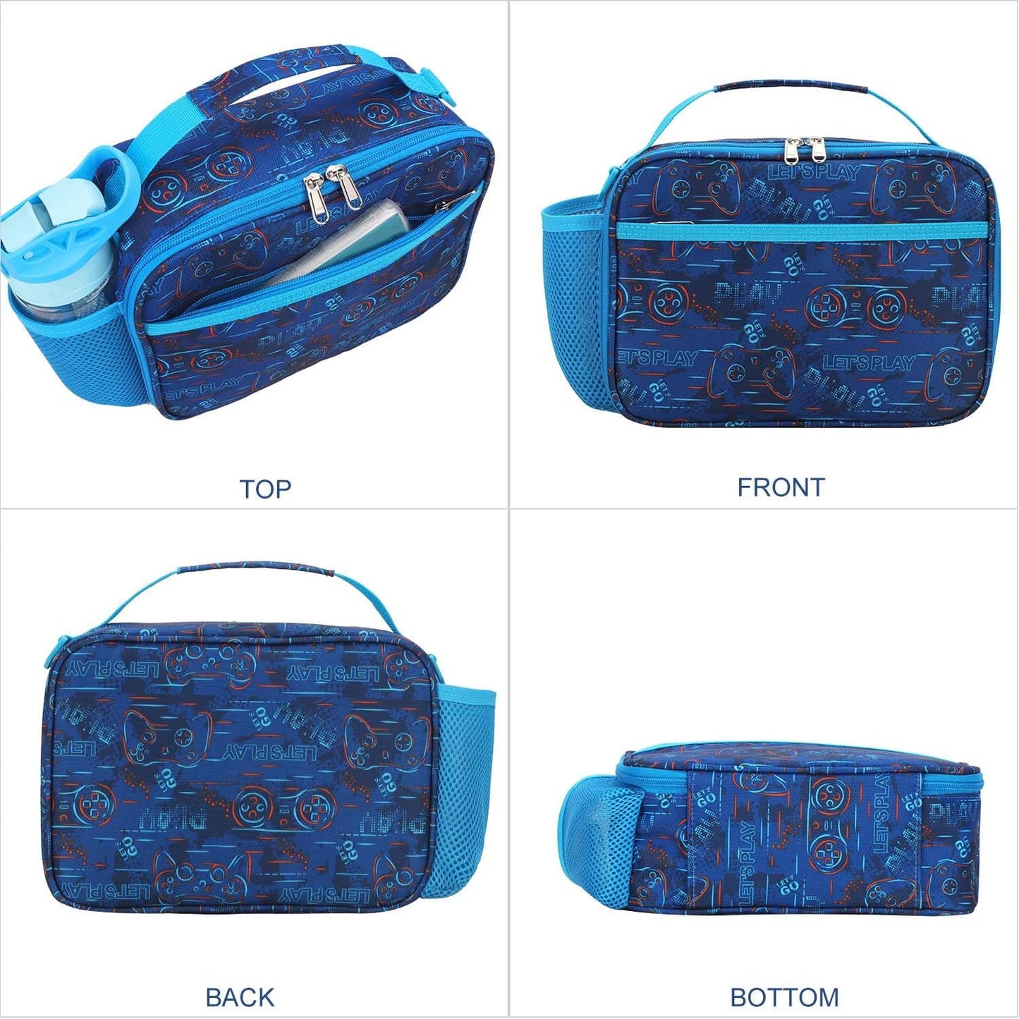 RHCPFOVR Kids Initial Lunch Bag - Insulated Lunch Box for Boys Girls,Washable Lunch Bag and Reusable Toddler Leak-proof Lunchbox for School and Daycare - Colors A