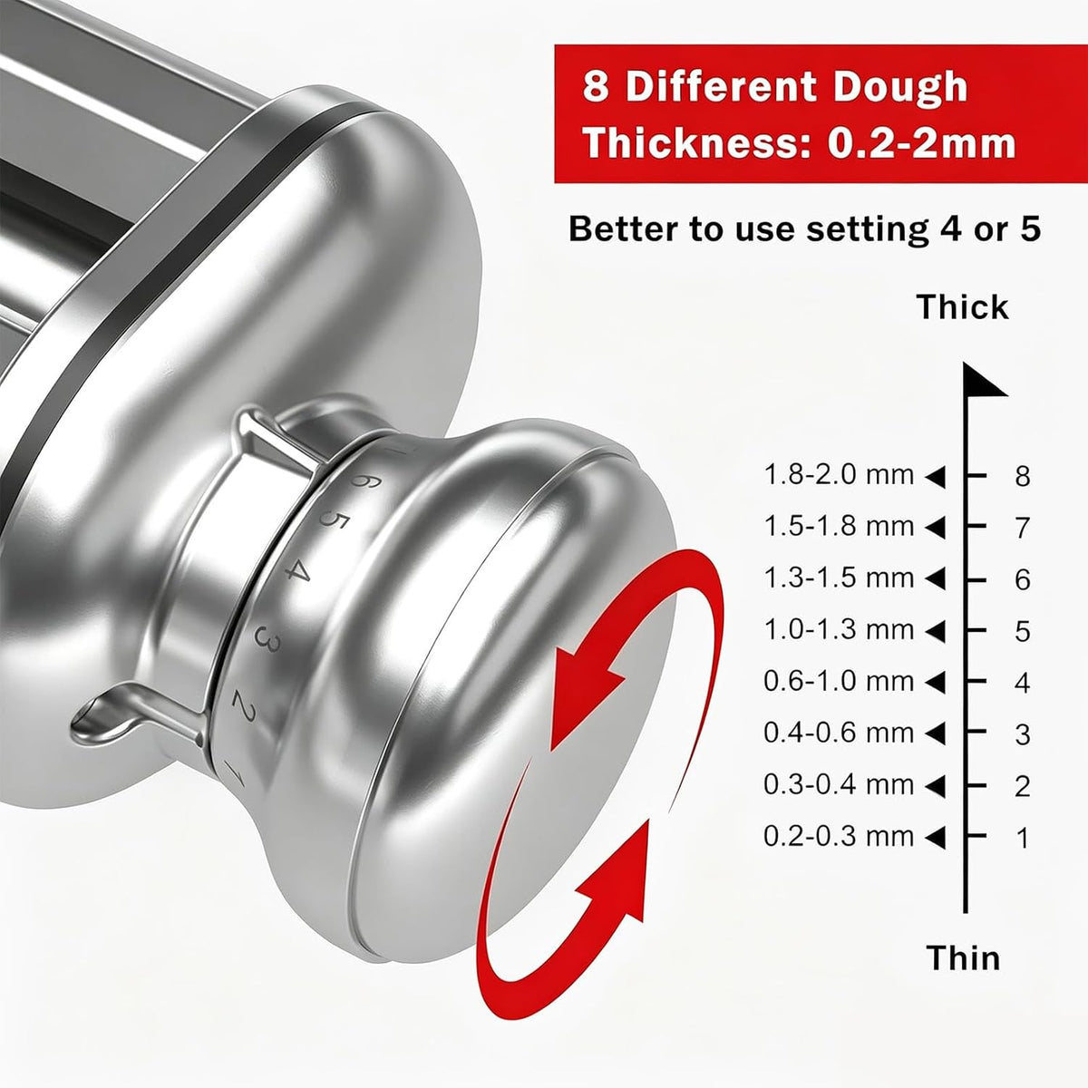 Pasta Maker Attachment for All Kitchenaid Stand Mixers, Kitchen Aid Pasta Attachments Included Pasta Dough Roller, Fettuccine Cutter, Spaghetti Cutter and Cleaning Brush