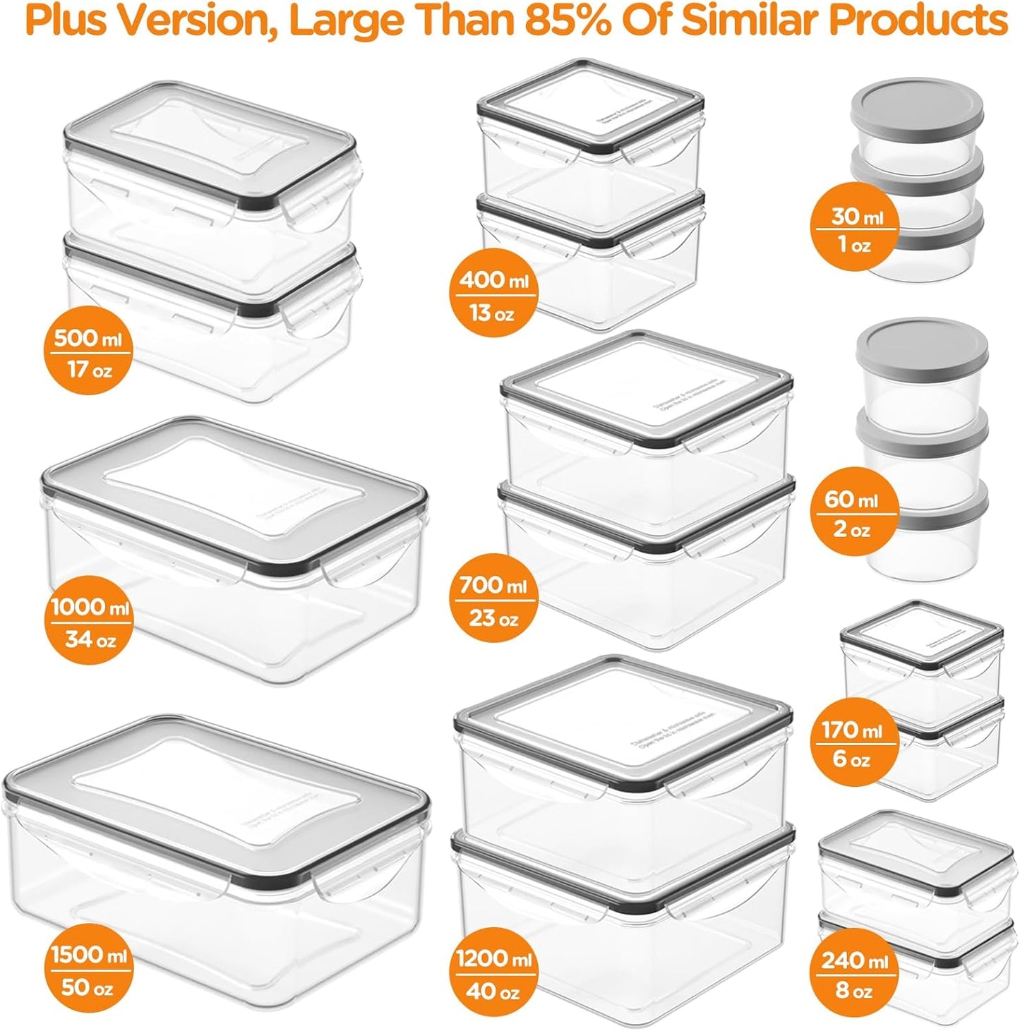 HOMETALL 50-Piece Food Storage Containers with Lids (25 Containers & 25 Lids), Airtight Reusable Meal Prep Containers for Lunch, Plastic Kitchen Storage Containers with Labels & Marker Pen