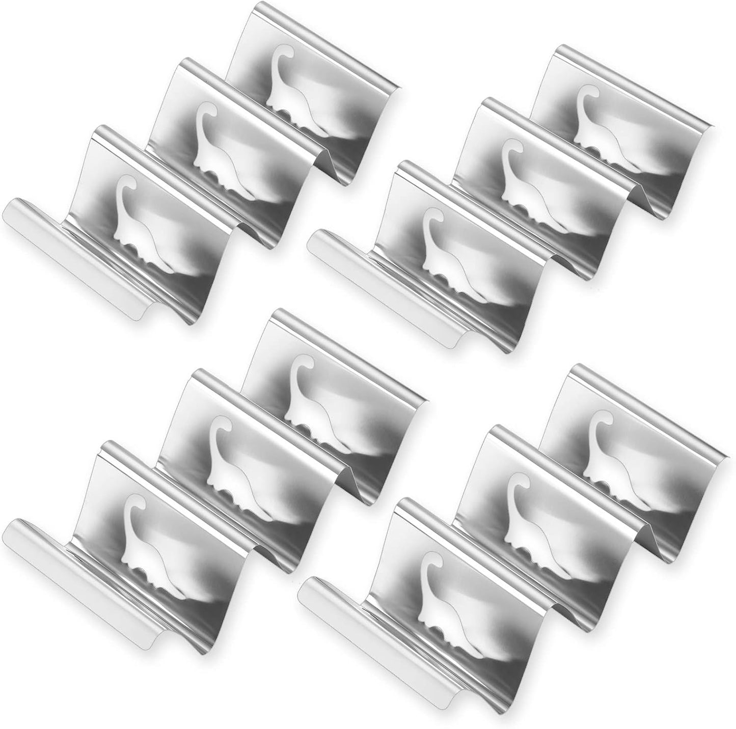 Taco Holders for Grill-Taco Holders Set of 4 - Stainless Steel Taco Holder for Kids Taco Night - Premium Easy To Use and Clean Taco Stand For 3 Soft Hard Shell Tacos - Perforated with Dinosaur