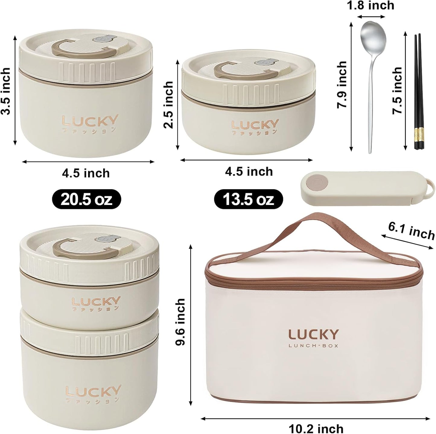 3 Compartments Bento Lunch box with Soup Bowl, Insulated Lunch Bag and Portable Utensils, Stainless Steel Camera Lunch Containers，Leak Proof Bento Box for Kids Adults Men Women…