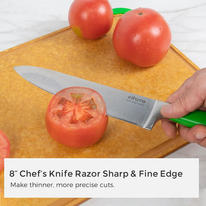 Elihome Cutting Wise 4pcs Kitchen Cutting Board Set, Non Slip Feet, Color Coded with Food Icon, Natural Wood Fiber, Dishwasher Safe, Eco-Friendly, Juice Grooves,Non Porous, BPA Free, Made in USA