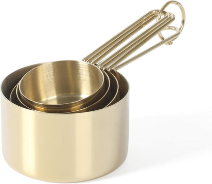 Martha Stewart Richburn 4-Piece Stainless Steel Measuring Cups Set – Durable and Accurate Kitchen Measuring Tools for Baking and Cooking