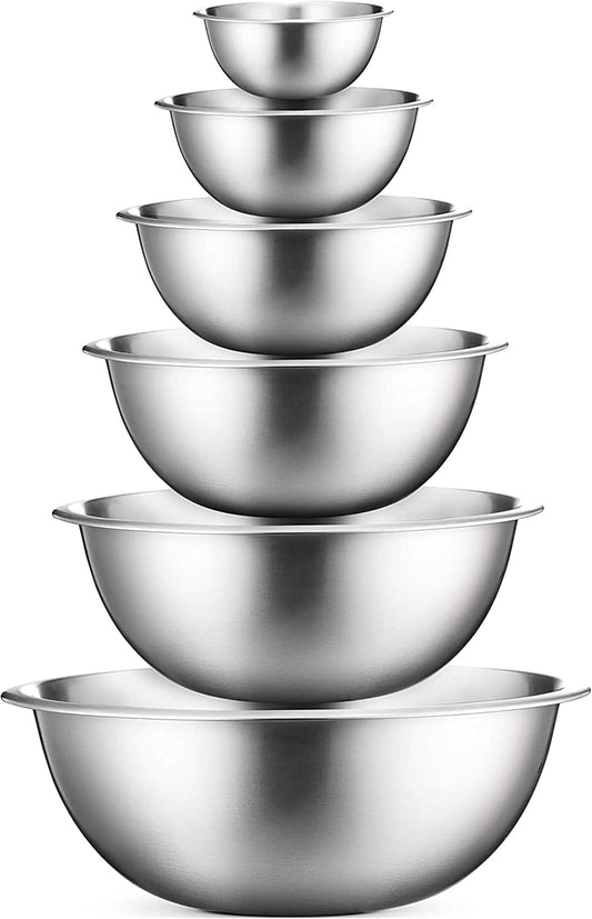 FineDine Stainless Steel Mixing Bowls Set, 6-Piece Metal Bowls