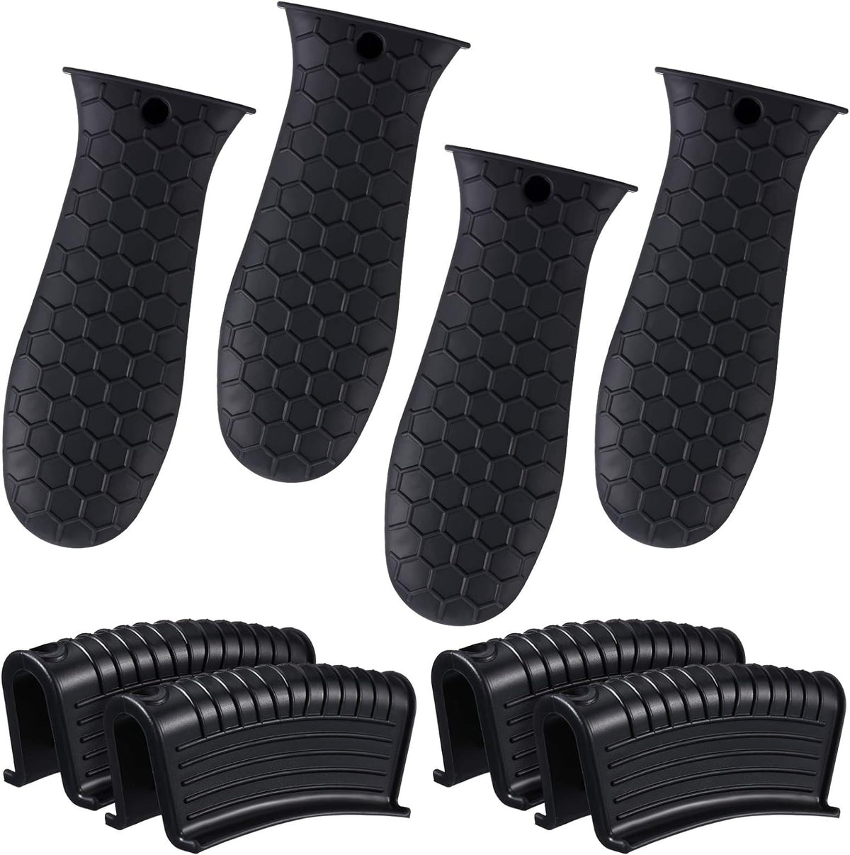 Patelai 8Pcs Silicone Cast Iron Handle Cover,Black