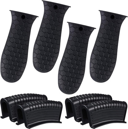 Patelai 8Pcs Silicone Cast Iron Handle Cover,Black