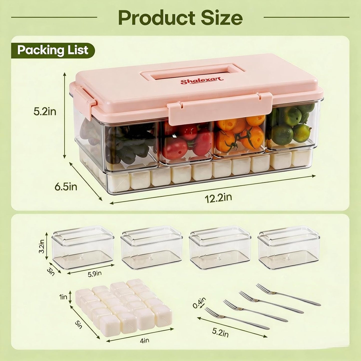 Chilled Divided Serving Tray &Snacklebox Container with Ice Pack, Portable Party Platter with Lid, Chilled Veggie Tray,Shrimp Cocktail Serving Dish, for Picnic,Road Trip,Beach