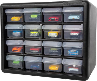 Akro-Mils 44-Drawer Plastic Drawer Storage Cabinet for Garage Organization, Bead Organizer, Building Bricks Storage, Teacher Toolbox, Makeup Organizer, 20" W x 6" D x 16" H, 10144 Black