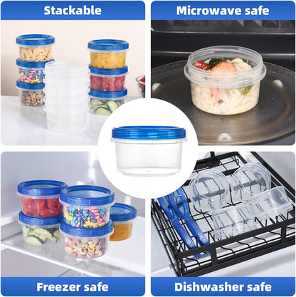 Heavy Duty Airtight Plastic Containers with Twist Top Lids, Stackable Freezer Containers for Lunch, Salad, Soup, Leftover, Ice Cream, BPA Free [6 Pack-32 oz]