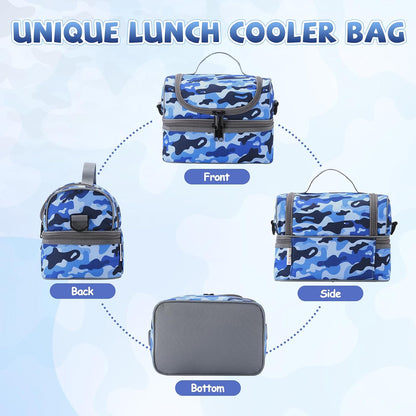 Lunch Bag for Girls,ChaseChic Insulated Lightweight Lunch Boxes for Kids Boys Dual Compartment Lunch Organizer Leak-Proof Cooler Bag with Detachable Adjustable Shoulder Strap,Purple Butterflies