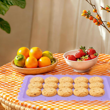 Set of 6 Plastic Serving Trays Food Tray - 14" x 9" Rectangle Serving Platter for Party Cafeteria Kitchen Restaurant , Small Flat Trays for Dessert Fruit Cookie Snack (6, White)