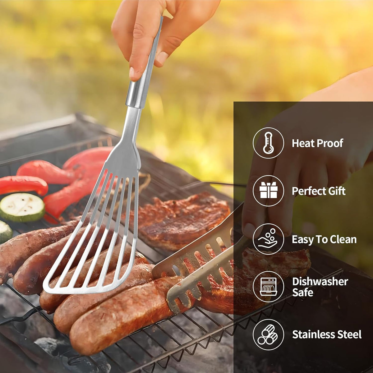 2Pack Fish Spatula Stainless Steel,Premium Fish Turner Spatula,Flexible Barbecue Turner,Metal Slotted Spatula For Flipping Fish Egg Patties Fries Pancake Steak by EGYPAMID