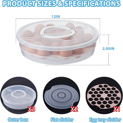 Pie Carrier With Lid and Handle, 12IN Stackable Pie Carriers for Transport with Double-Layer Divider, Airtight Pizza Saver for Leftover Pizza, Pie, Cake (3PC)