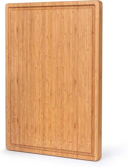 Bamboo Cutting Board Set for Kitchen - 3 Piece Reversible Wooden Cutting Boards, Wood Chopping Boards for Meat, Bread, Fruit, Cheese, Meal Prep, Wood Board and Charcuterie Serving Boards by Bambusi