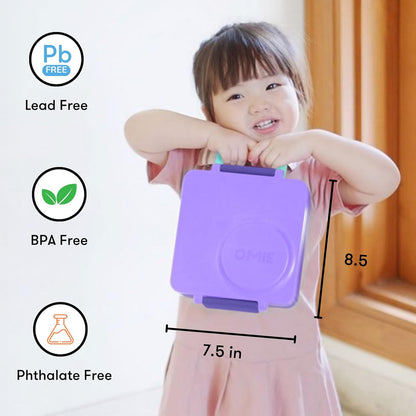 OmieBox Bento Box for Kids - Insulated Bento Lunch Box with Leak Proof Vacuum Insulated Food Jar - 3 Compartments, Two Temperature Zones (Blue Sky)