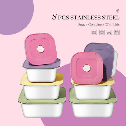 GIUOIDUO stainless steelFood Storage Containers setsstorage box with lidfreezer FrozenKitchen tray with lidOven plateSide dish plate Freezer & Dishwasher Safe