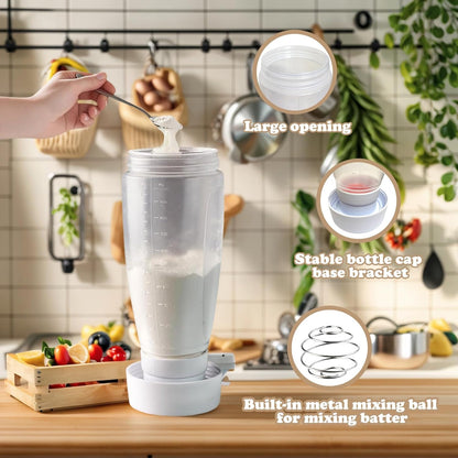 Pancake Batter Dispenser Bottle with Blender Balls, 33 Oz
