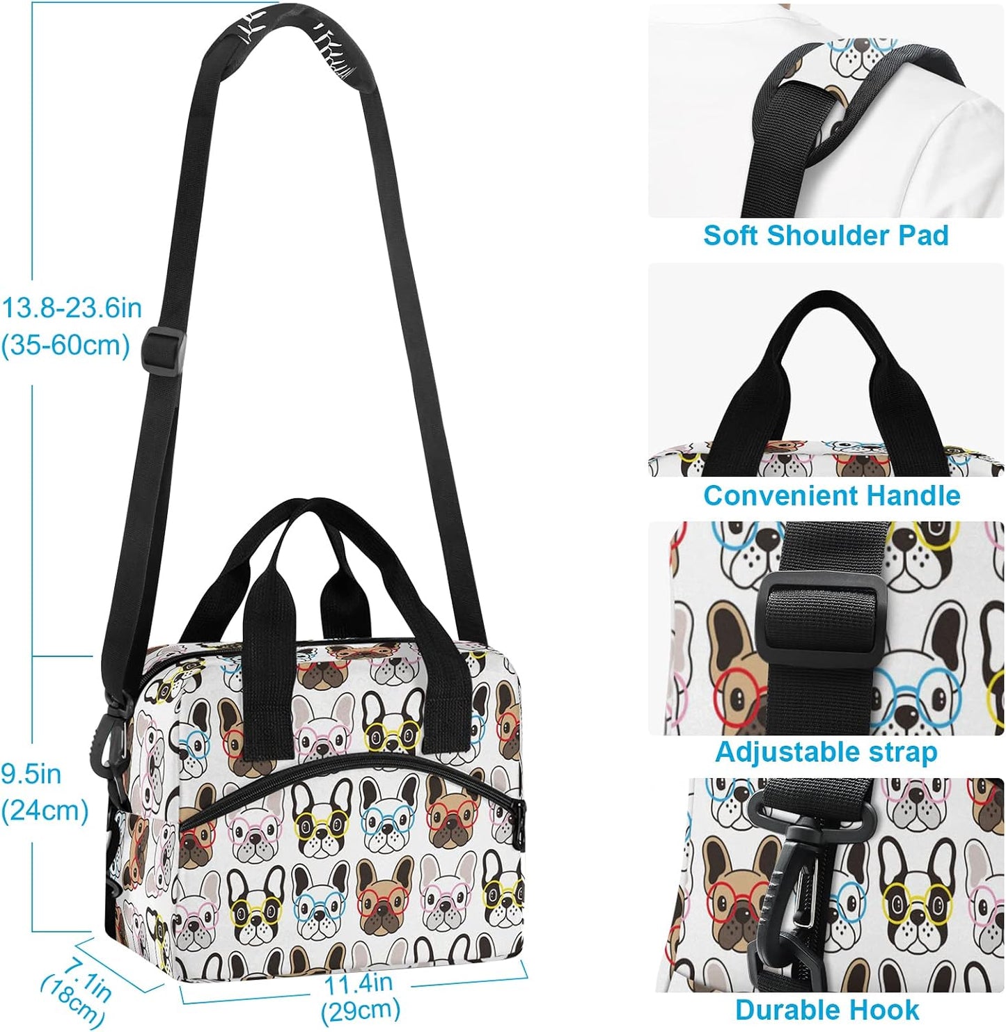 Colorful Leopard Insulated Lunch Bag Rainbow Animals Skin Print Reusable Cooler Lunch Tote Box with Shoulder Strap for Work Picnic School Beach