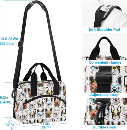 Colorful Leopard Insulated Lunch Bag Rainbow Animals Skin Print Reusable Cooler Lunch Tote Box with Shoulder Strap for Work Picnic School Beach