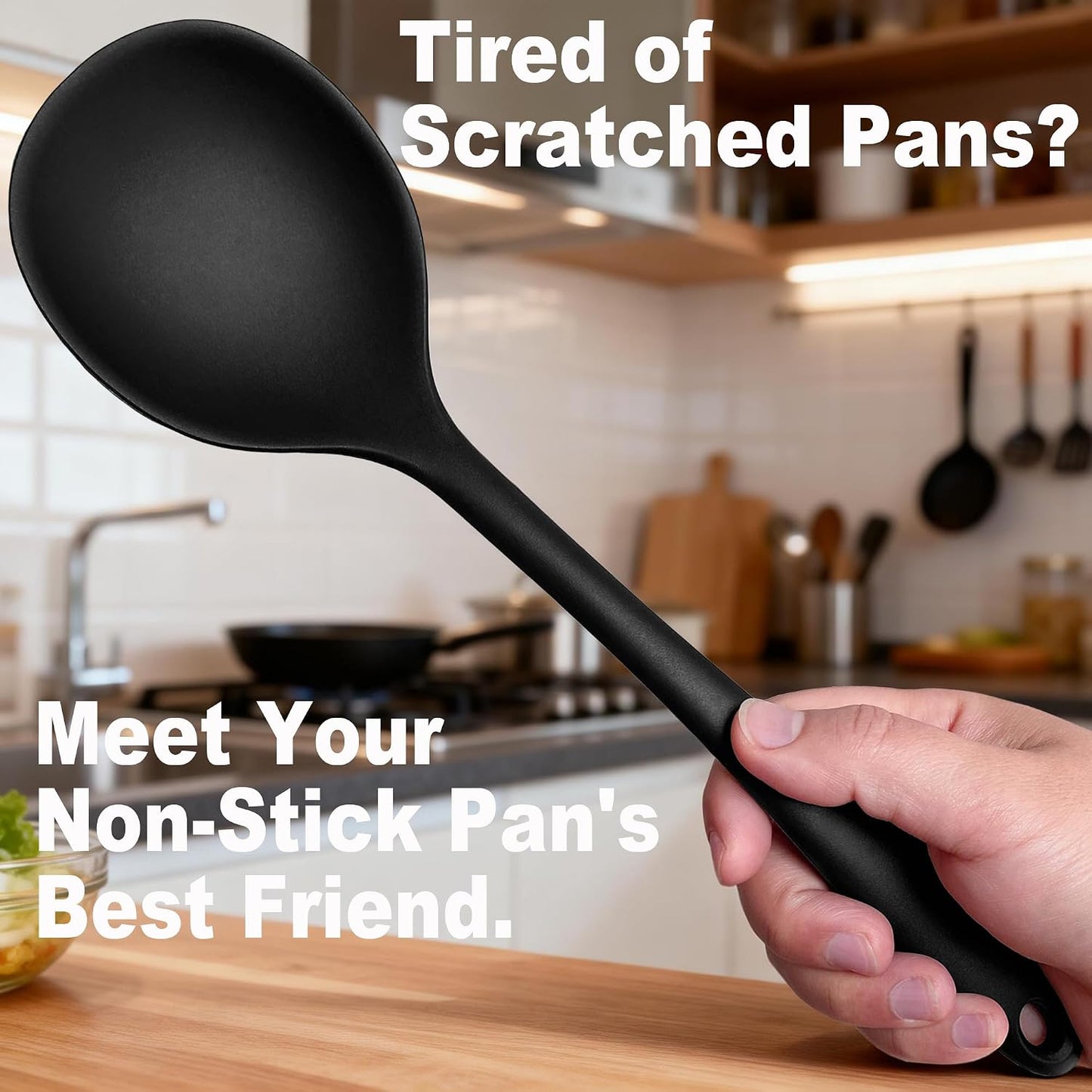 Heat Resistant Silicone Cooking Spatula and Spoon Set | BPA Free, For Nonstick Cookware, Large Cooking Utensils, For Serving, Mixing, Scraping, Dishwasher Safe