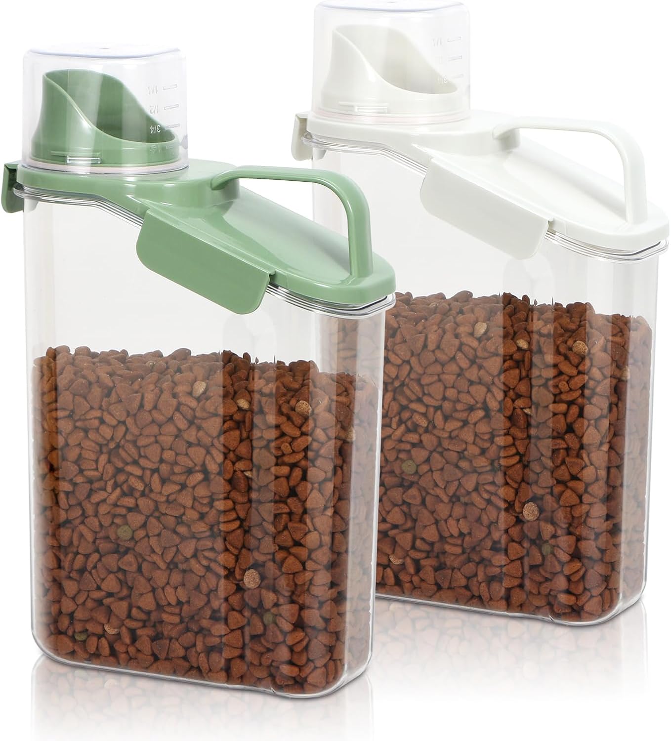 TBMax 2 Pack Airtight Rice Container 5 Lbs +10 Lbs, Cereal Container Oatmeal Storage with Easy-pouring Spout & Handy Cup for Flour Grain Beans, Pet Dog Cat Bird Food Storage Dispenser -Pink