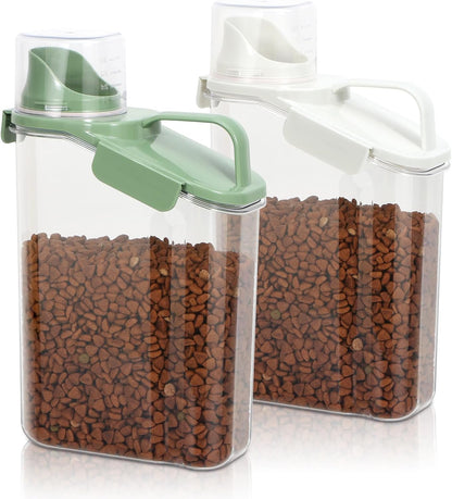 TBMax 2 Pack Airtight Rice Container 5 Lbs +10 Lbs, Cereal Container Oatmeal Storage with Easy-pouring Spout & Handy Cup for Flour Grain Beans, Pet Dog Cat Bird Food Storage Dispenser -Pink