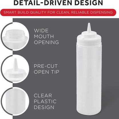 Winco Wide Mouth Squeeze Bottles 24-Ounce, 6-Pack