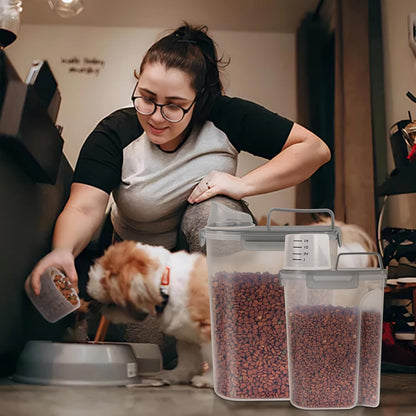 LEAWALK 5-7Lbs Dog Cat Food Storage Container with Upgraded Large Nozzle BPA-free, 4 Snap Seals Plastic Pet Food Storage Containers with Handles are Easy to Clean and Carry