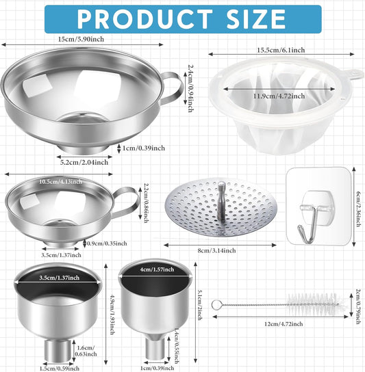Gejoy 12 Pcs Stainless Steel Canning Funnels for Wide Mouth Mason Jars