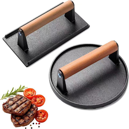 KitchenTools Heavy Duty 8"Cast Iron bacon Grill Press Smash Burgers Press Burger Tool for Grill and Griddle BBQs and Tailgates Gifts for Men and BBQ Enthusiasts