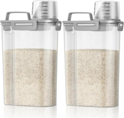 TBMax 2 Pack Airtight Rice Container 5 Lbs +10 Lbs, Cereal Container Oatmeal Storage with Easy-pouring Spout & Handy Cup for Flour Grain Beans, Pet Dog Cat Bird Food Storage Dispenser -Pink