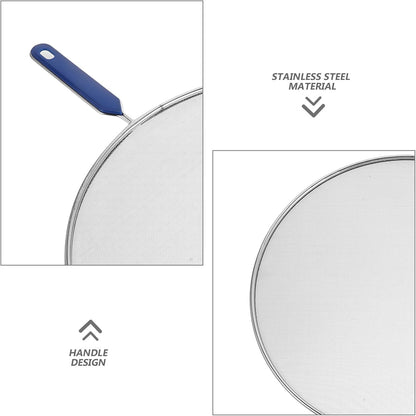 Splatter Screen for Frying Pan - 18.5" Stainless Steel Grease Splatter Guard with Fine Mesh & Heat-Resistant Handle - Oil Splash Shield for Bacon Frying and Cooking