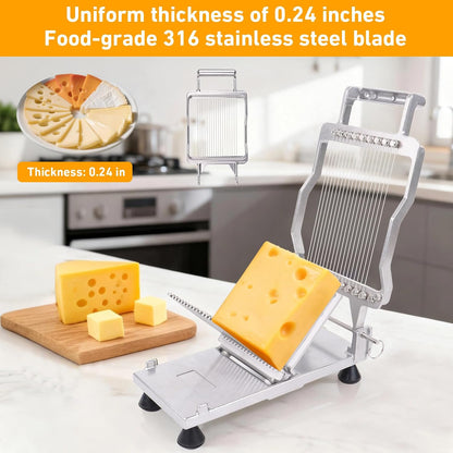Commercial Cheese Slicer With Wire1 cm & 2 cm Cheese Cutter Butter Cutting Board Machine Aluminum Alloy Commercial Cheese Slicer with 316 Stainless Steel Wire Kitchen Cooking Baking Tool